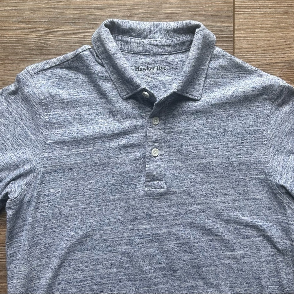 Hawker Rye | Slim Fit Polo Shirt in Blue Heather (Small) - Picture 4 of 9